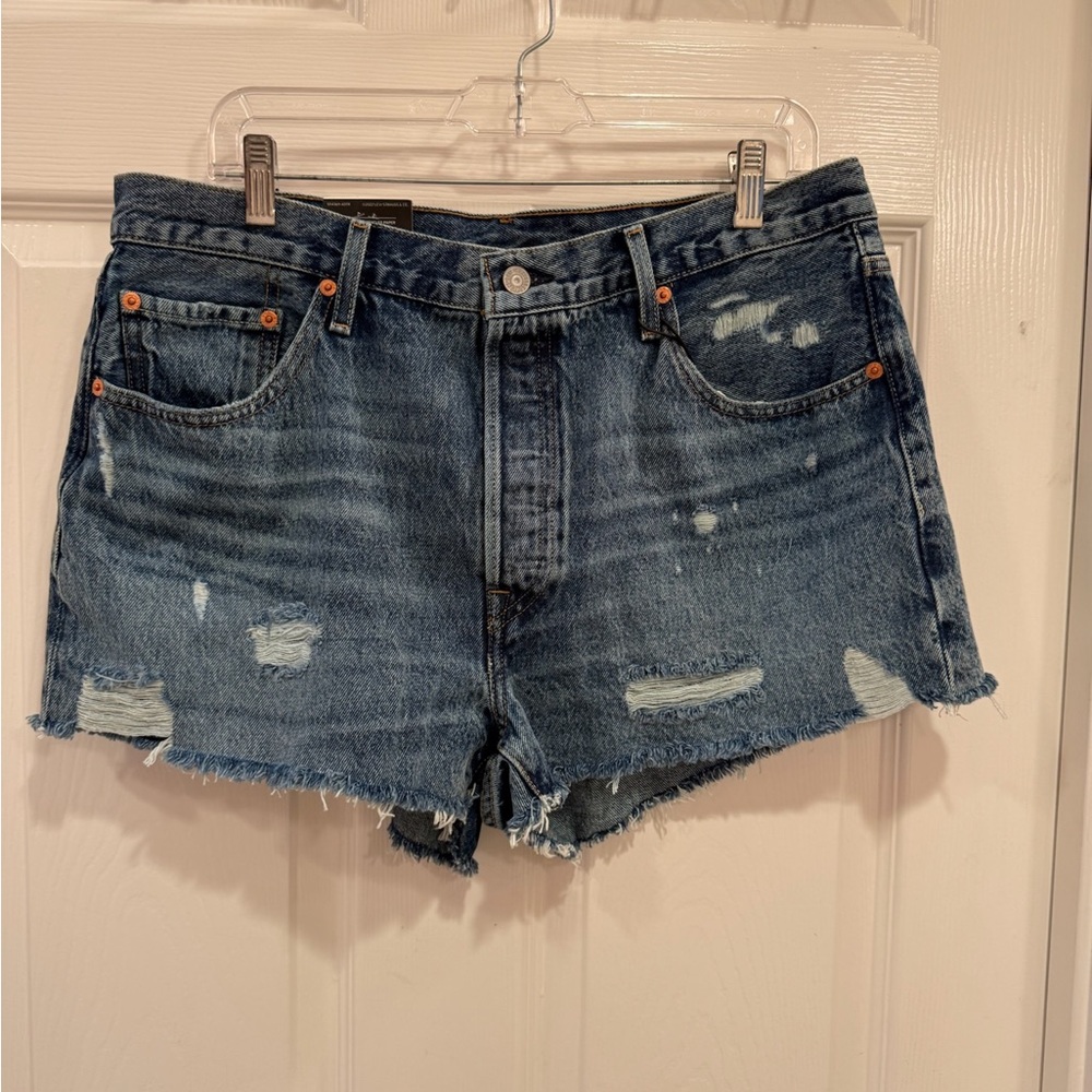 Levi's Blue Distressed Jean Shorts